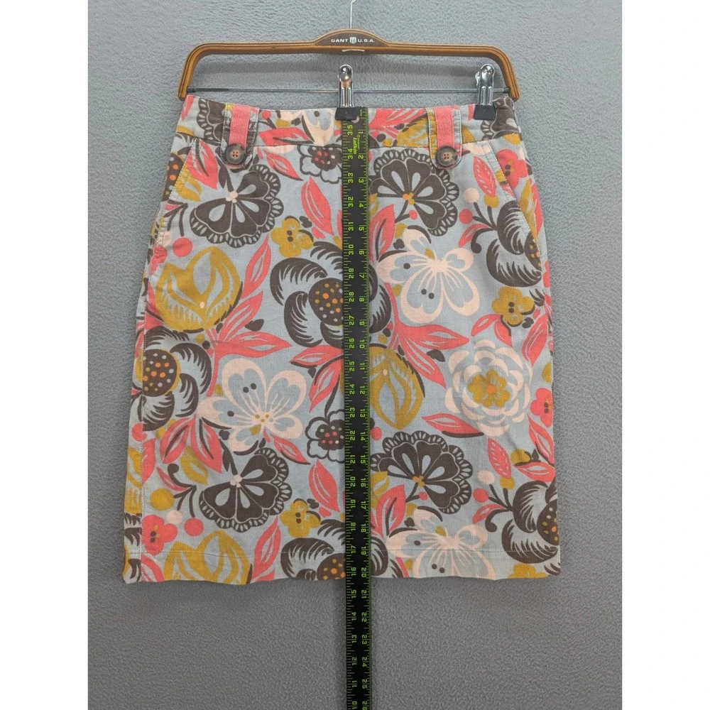 Y2K Boden Floral Corduroy Mini Skirt Size 4 Multicolor Knee Length Boho Academia
